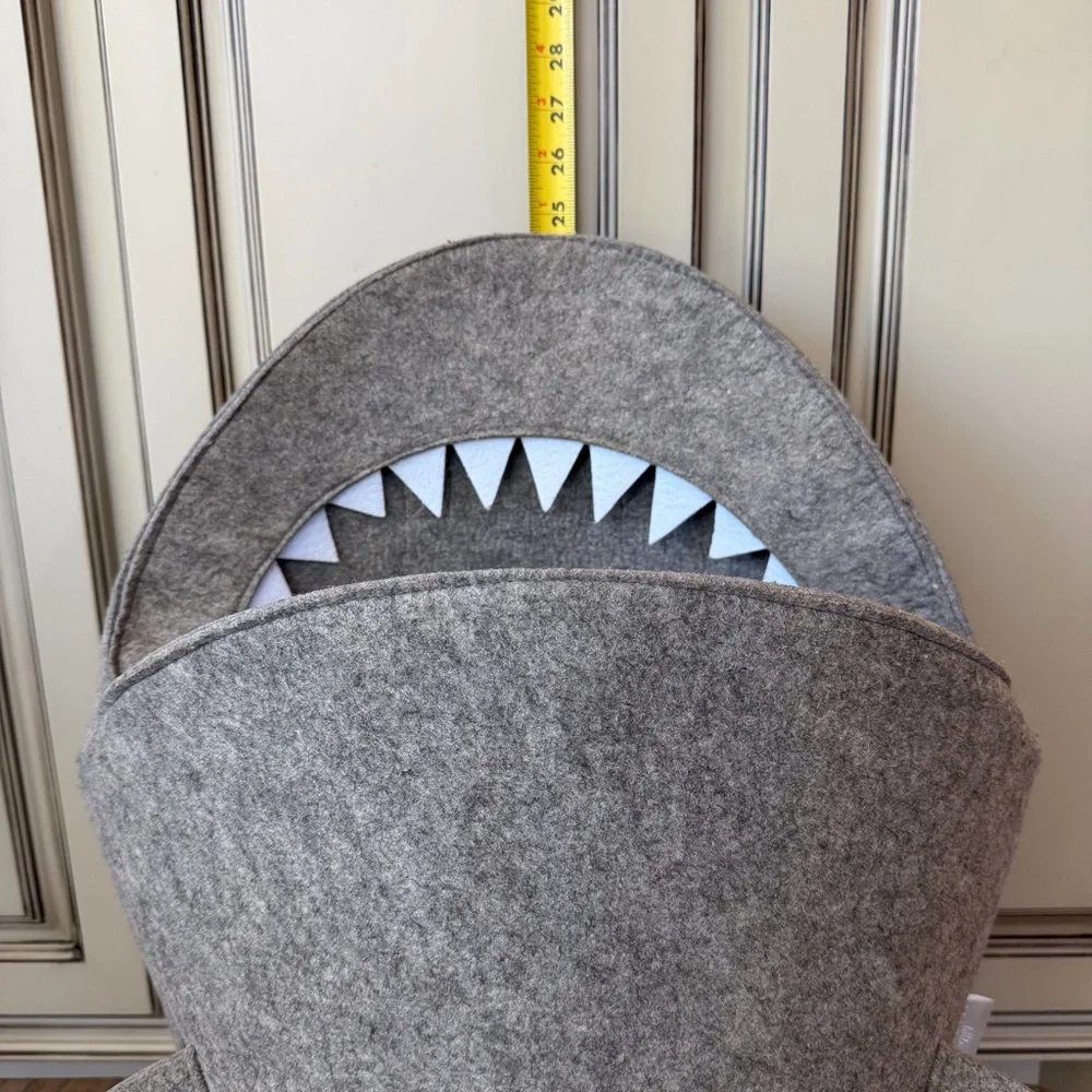 Little Stackers Gray Shark Felt Basket Hamper Toy Storage